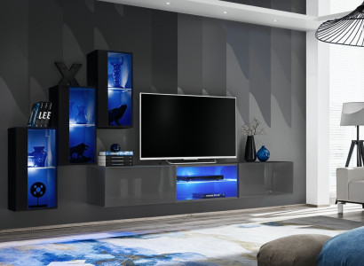 Set 4 pieces Wall unit 210 cm Furnishings Furnishings Modern wall cabinet new